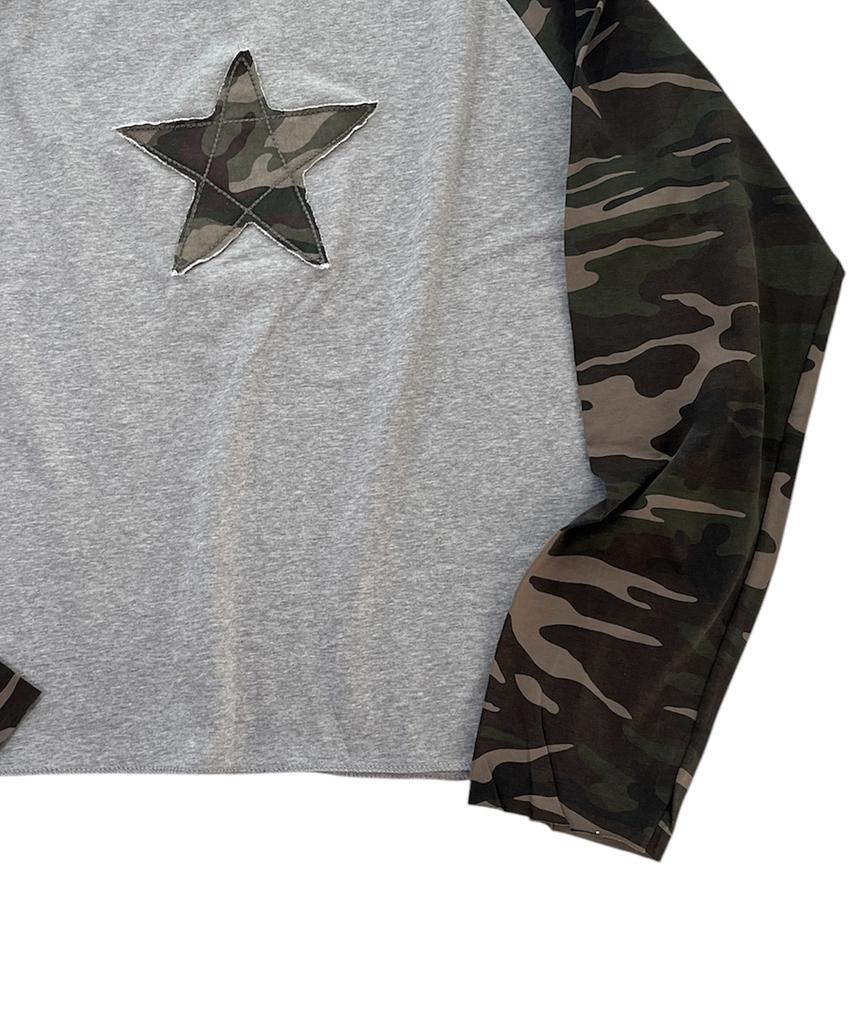 SK8ER ROCK Star Raglan T-Shirt (Melangegray/Camouflage)