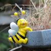 2 Pcs Bee Planter Ornament Hanging Bee Sculpture Resin Cartoon Honeybee Figurine for Potted Plants Flower Pot Edge Decor