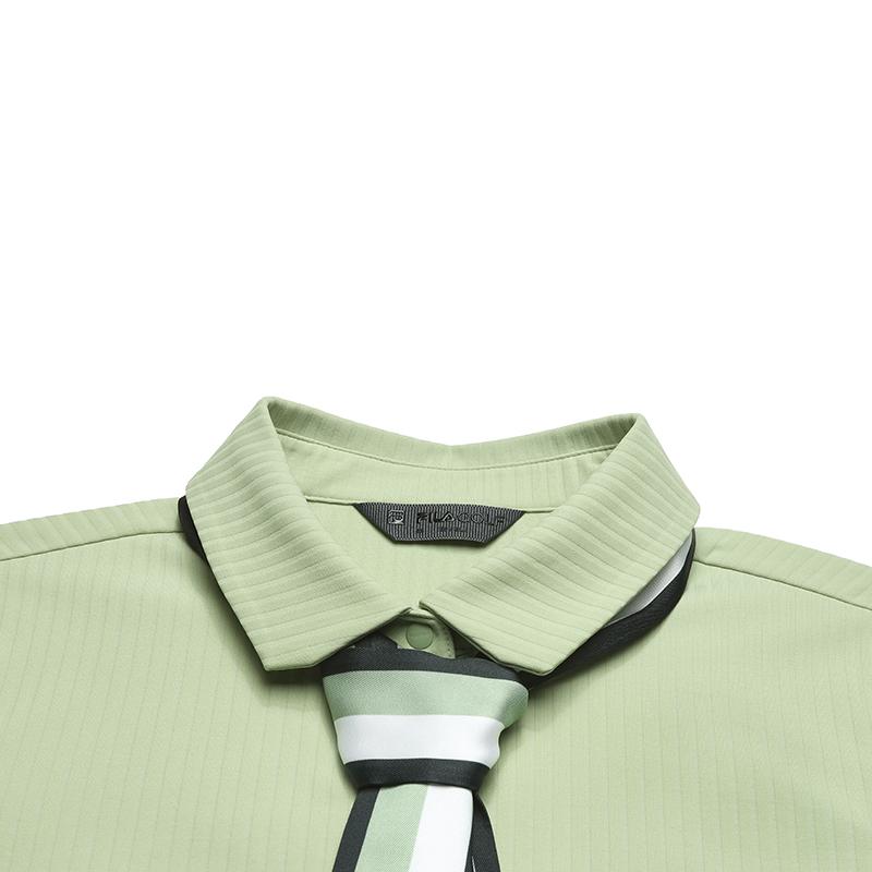 FILA Golf Series Casual Business Elegant Forest Style Non-Deformable Inner Layer With Scarf Knitted Long Sleeve Polo Shirt A11W545201F-LG