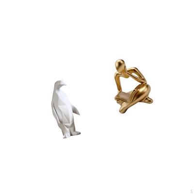 Penguin Thinker Resin Animal Figurine Collectable Craft Decorative Ornament Abstract Sculpture for