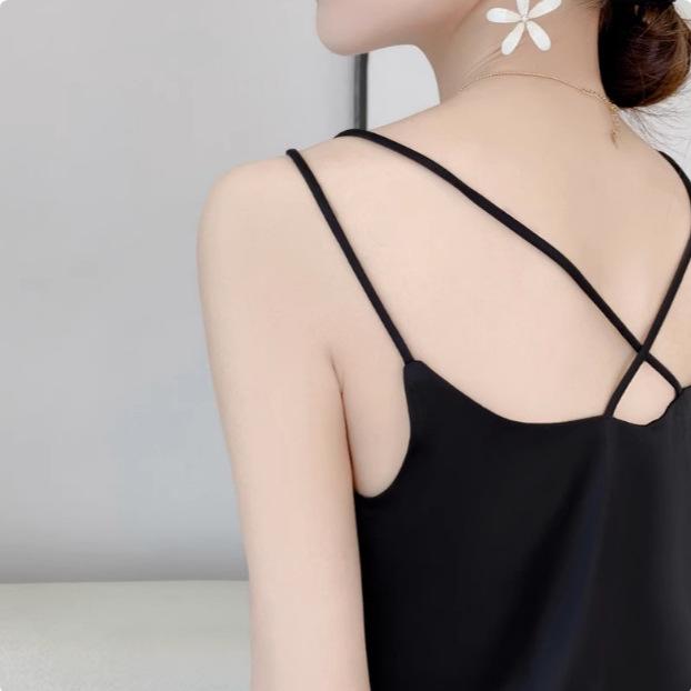 2025 Damski Biały Satynowy Top na Ramiączkach - Imitacja Jedwabiu, Piękne Plecy, Letnia Warstwa