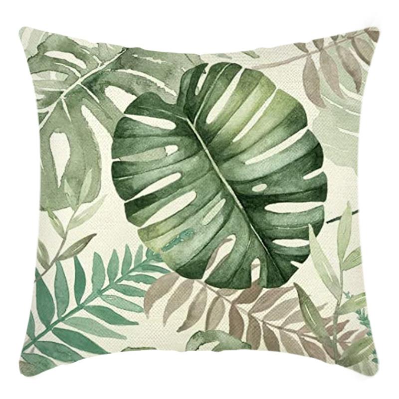 New Tropical Plant Leaves Rainforest Linen Cushion Pillow Cover