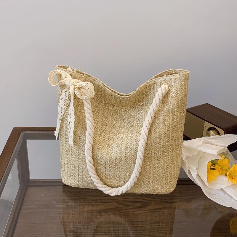 Trendy Straw Bag Women's 2025 New Handbag Casual with Holiday Beach Bag Women's Shoulder Oblique Span Bag