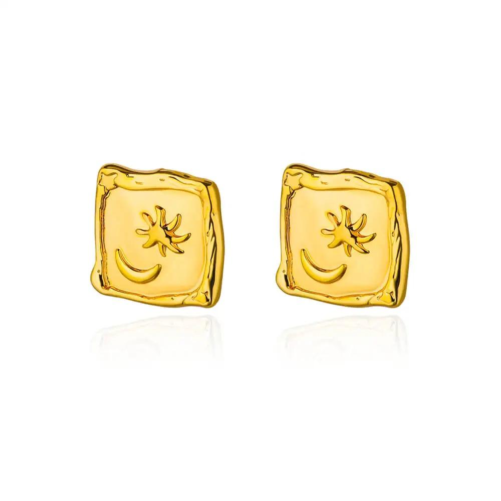 Vintage Stainless Steel Sun Earrings For Women Bohemian Sun Shine Earrings Irregular Fan Shaped Earrings Jewelry Party Gifts