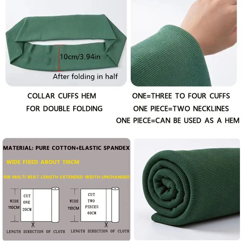 20x120cm High Stretch Baseball Clothes Knitted Rib Cuff Stretchy Fabric DIY Cuff Solid Uniforms 1PC