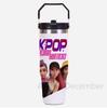 30Oz Anime K-Pop Large Capacity Portable Car Cup Stainless Steel Thermos Cup with Straw Handle Travel Sports Water Bottle Vacuum Flask