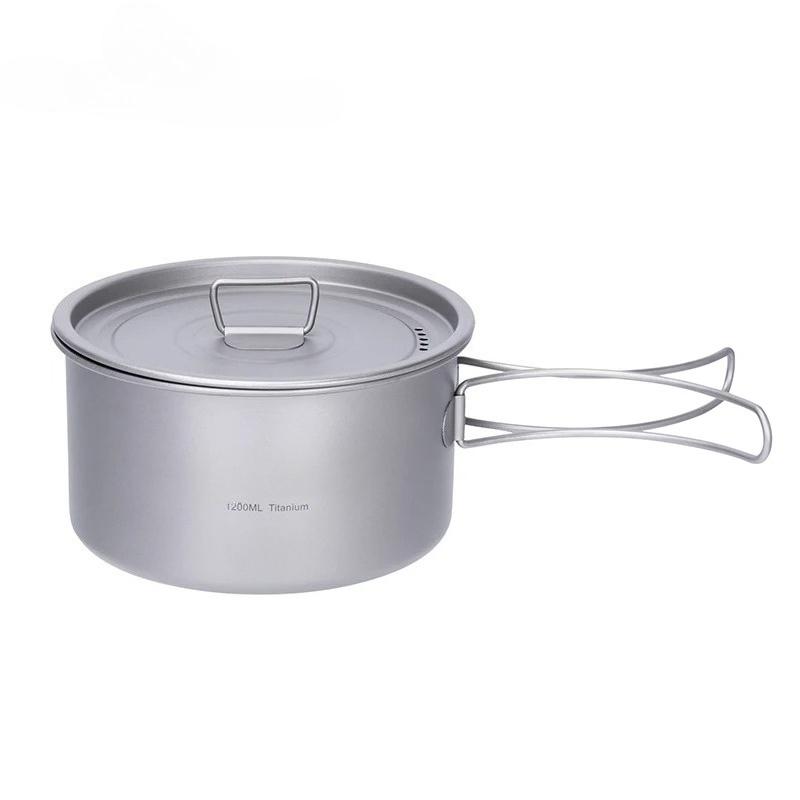 Lightweight Titanium Pot Outdoor Portable Cooking Set Backpacking Pot for Hiking Trekking Picnic Fishing