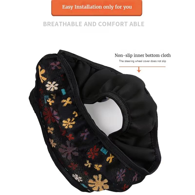 Elastic Stretch Steering Wheel Cover Without Inner Ring Fits 14.5-15in Steering Wheels, Breathable Linen,  Odorless, Easy Carry