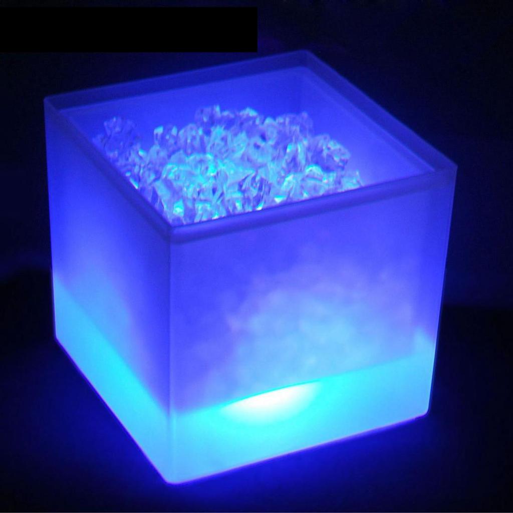 In-Stock Frosted Light-Up Ice Bucket, 3.5L Battery-Operated, Double-Layer PP for Beer, Champagne, Wine.
