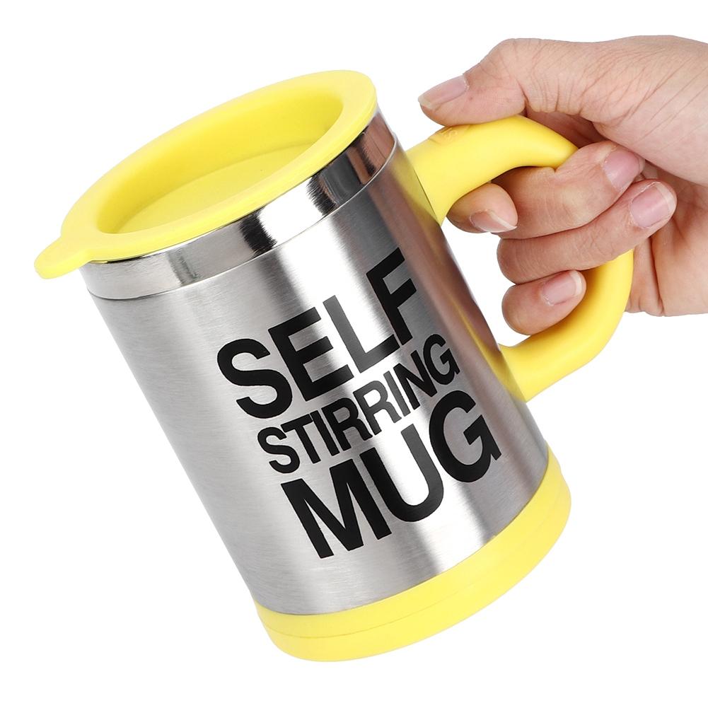 400ml Stainless Steel Electric Automatic Mixing Coffee Cup Self Stirring MugYellow 400ml