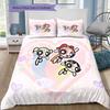 Růžové povlečení Powerpuff Girls, 1 povlak na přikrývku & 2 povlaky na polštář, Styl Sweet Home, Ideální dárek pro fanoušky