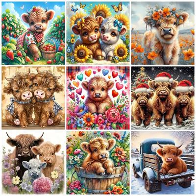Diy Diamond Mosaic Animal Cow Full Diamond Painting Flower New Collection Art Home Decorative Rhinestone Pictures