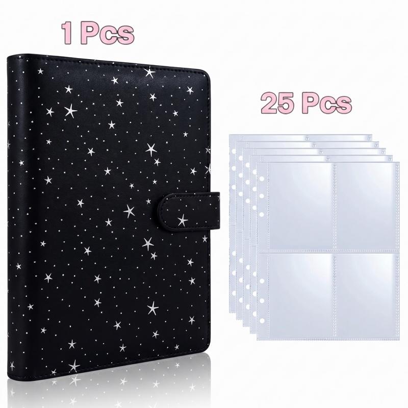 Macaron Polka Dot A5 PU Leather Card Binder 100 Grid Card Collection Album With 4 Grid Card Sleeves Collectible Storage Book