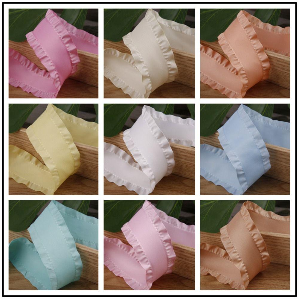 5yards Polyester Ruffles Edge Satin Ribbon Skirt Edge Woven Band  For DIY Hair Garment Accessories