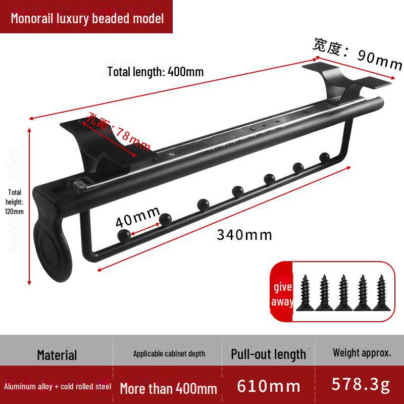 Adjustable Pull-Out Wardrobe Clothes and Pants Rack