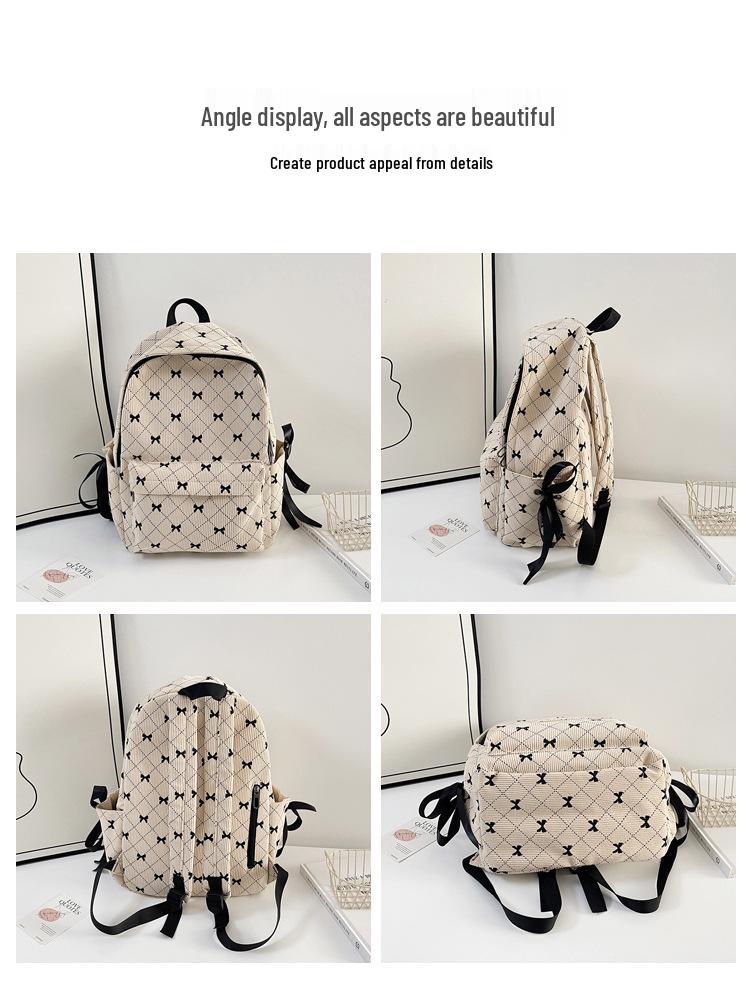 Damen Cord Schleife Lässiger Rucksack – Vielseitiger Herbst/Winter Stil