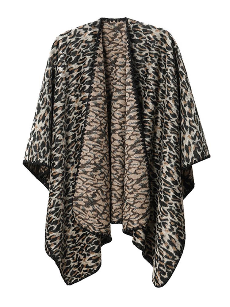 Autumn Winter Scarf Women Lady Layers Poncho Elegant Luxury Retro Leopard Print Shawl Scarve Capa Para Mujer Fashion Party New