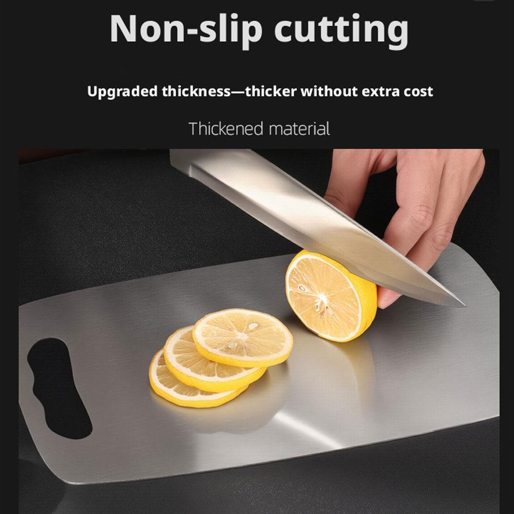 304 Stainless Steel Cutting Board, Double-Sided Non-Slip Chopping Board, Anti-Mildew Antibacterial Food Grade Board for Kitchen