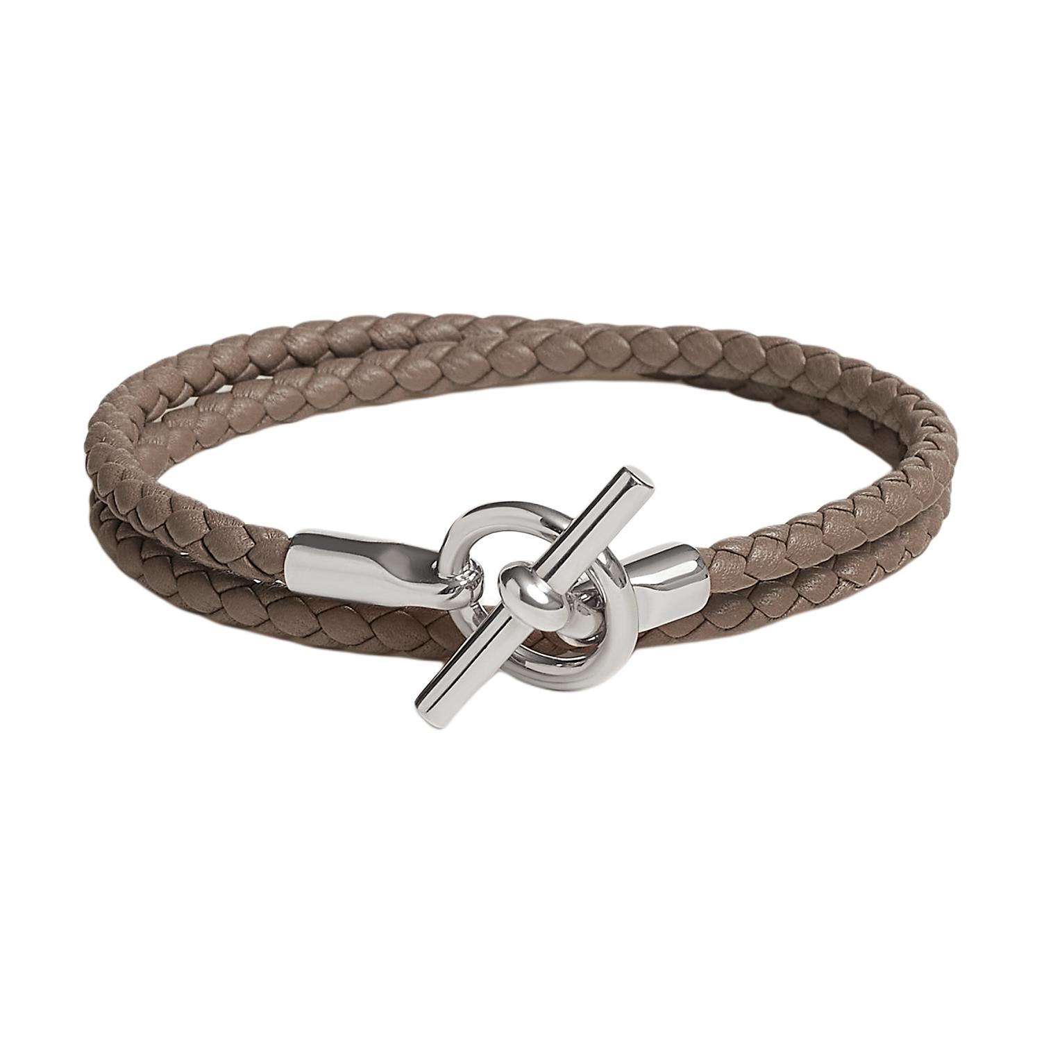 

Hermes Double Circle Design Calfskin Bracelet Women accessories Elephant-Grey H071689FP18T2 Box+Shopping Bag,T2