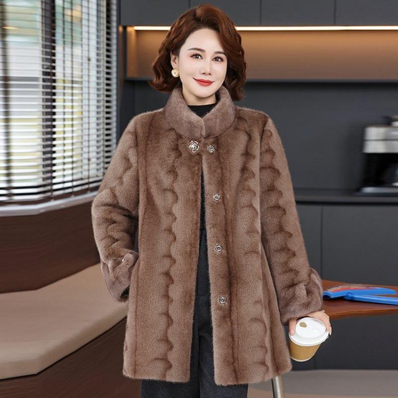 High-end Winter Fur Integrated Jacket with Noble Temperament and New Medium Mink Fur Coat