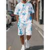 Set da 2 pezzi T-shirt con Stampa Floreale Bianca e Nera da Uomo Pantaloncini Girocollo Manica Corta Pantaloncini Vita Elastica
