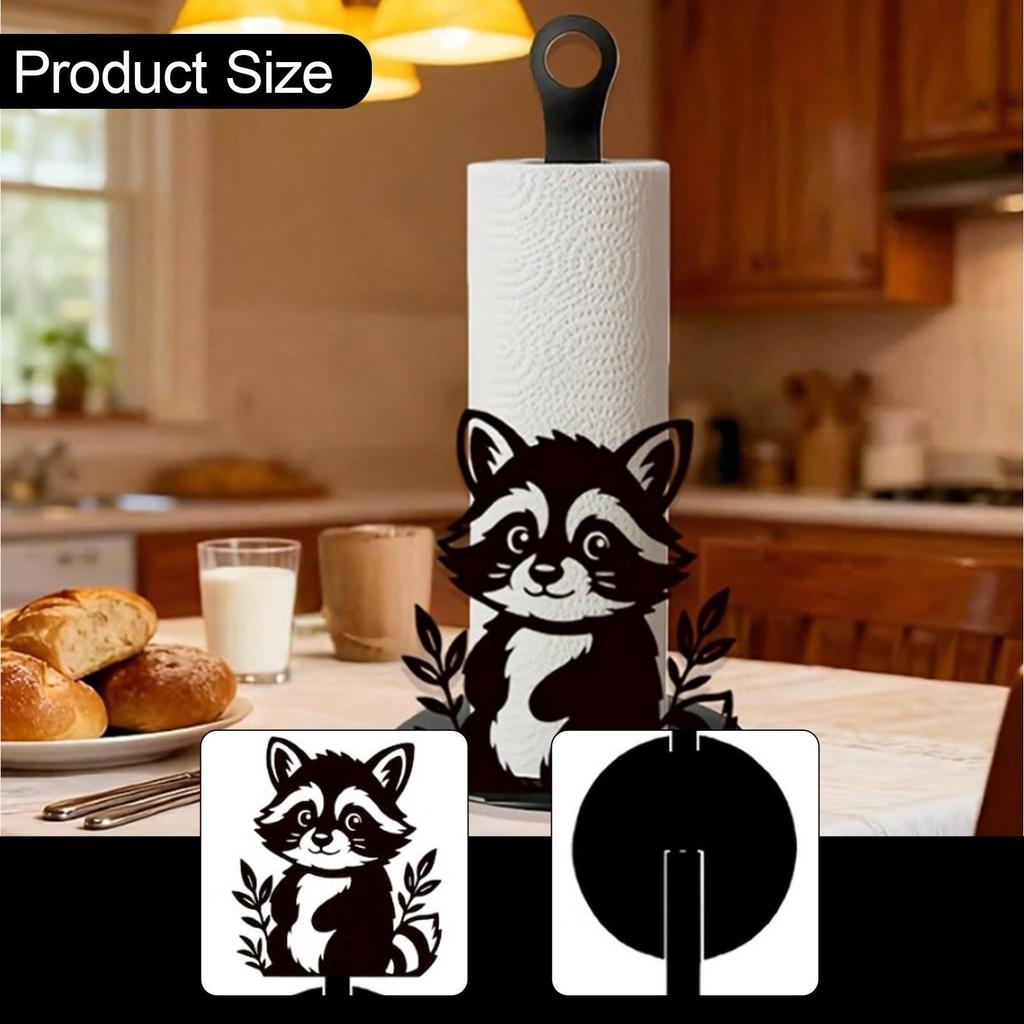 Kitchen Paper Towel Holder Raccoon Rack Standing Dispenser for Living Room