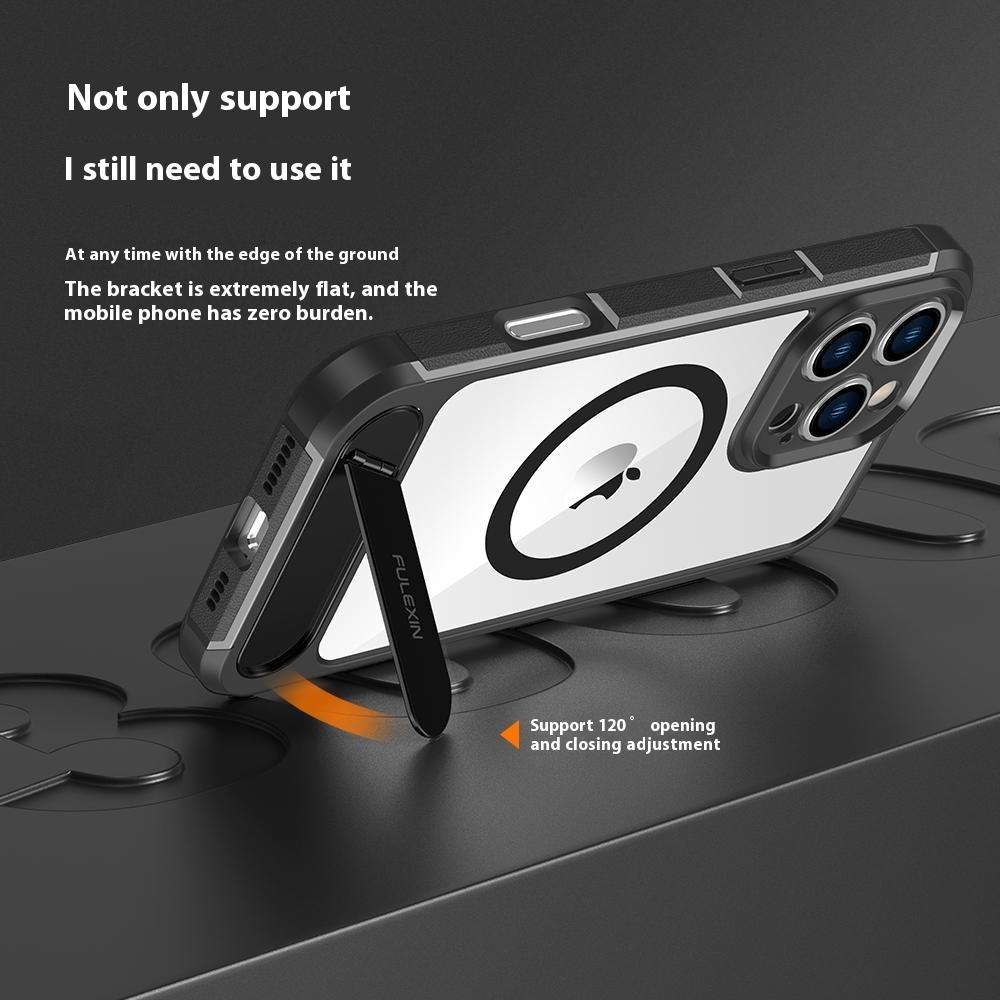 For iPhone 16 Pro Max Magnetic Case TPU + PC Kickstand Phone Back Cover