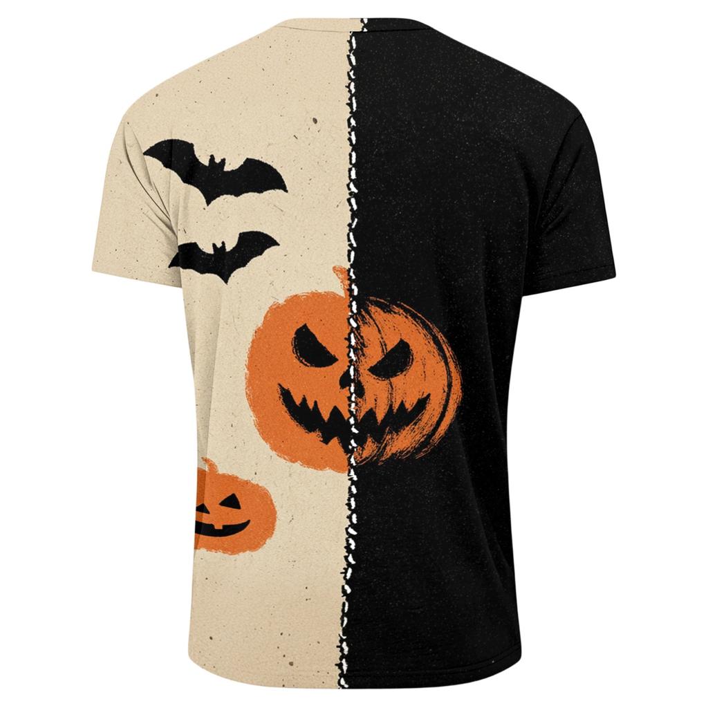 Men's Casual Short Sleeve T-Shirt with Halloween Print Lightweight Breathable Round Neck Top