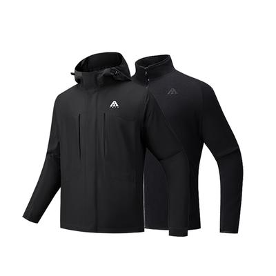 Water Shell Earth Shell Outdoors Series 3 In 1 Jacket Hiking Climbing Suit Waterproof Windproof Jacket Men Jacket Basic-Black 952546601-5