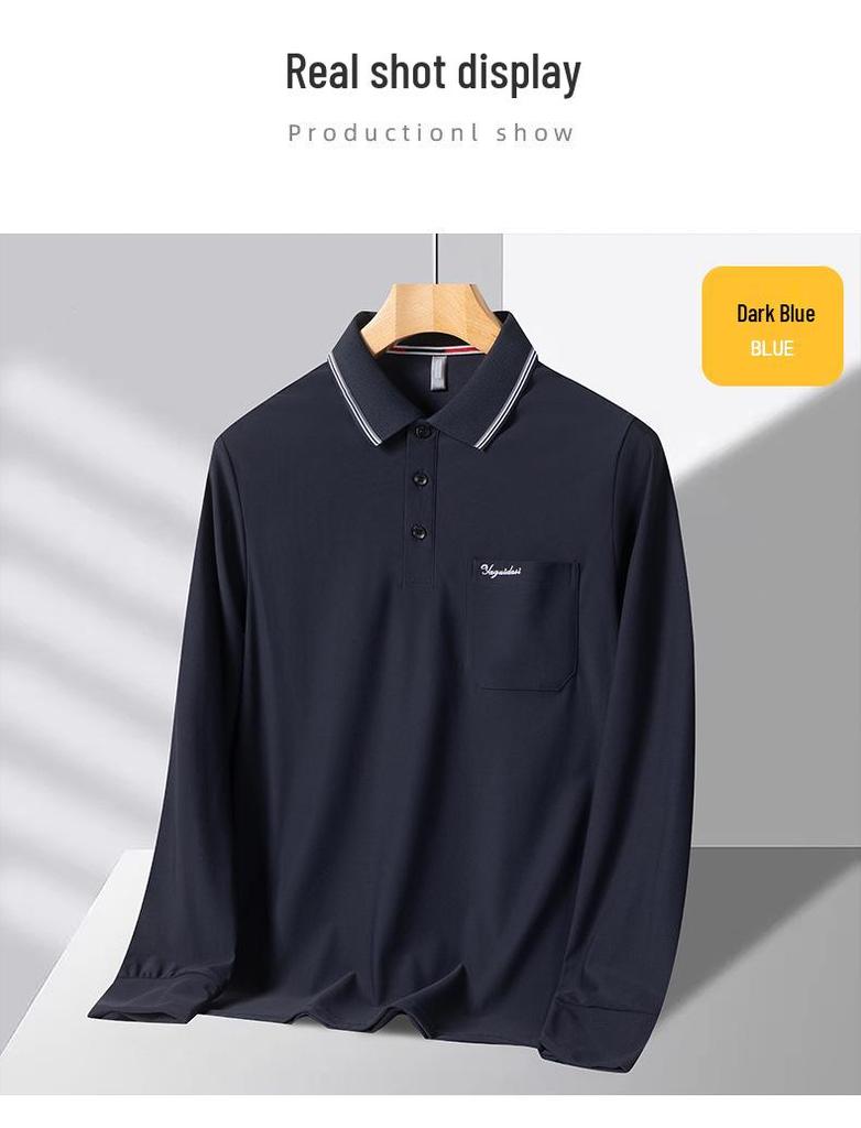 Men's Ice Silk Long-Sleeve T-Shirt for Dad - Lightweight Sun Protection for Spring and Autumn