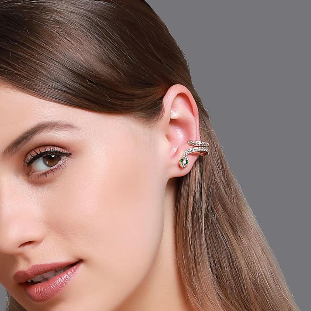 Elegant Diamond Snake Ear Clips - Non-Pierced, Minimalist Fashion, Niche Design