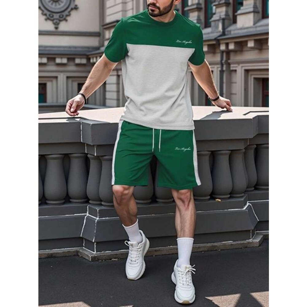 Summer Men's Printed Sports Suit Fashion Trend Versatile Breathable