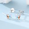 Earrings 925 Silver Shining Snowflake Mini Butterfly Ear Studs For Women Fine Birthday Party Jewelry Gifts
