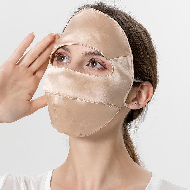 Women‘s Comfortable 100% Silk Sun Protection Face Cover Full Face UV Protection Mask Breathable Summer for Cycling Driving