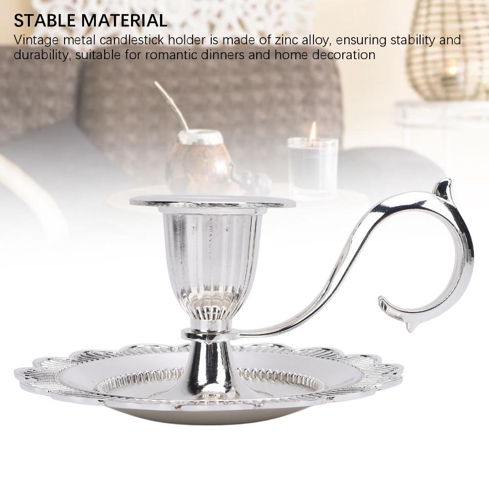 Zinc Alloy Taper Candle Holder Handle Stand Handheld Candle Stand Home Decoration