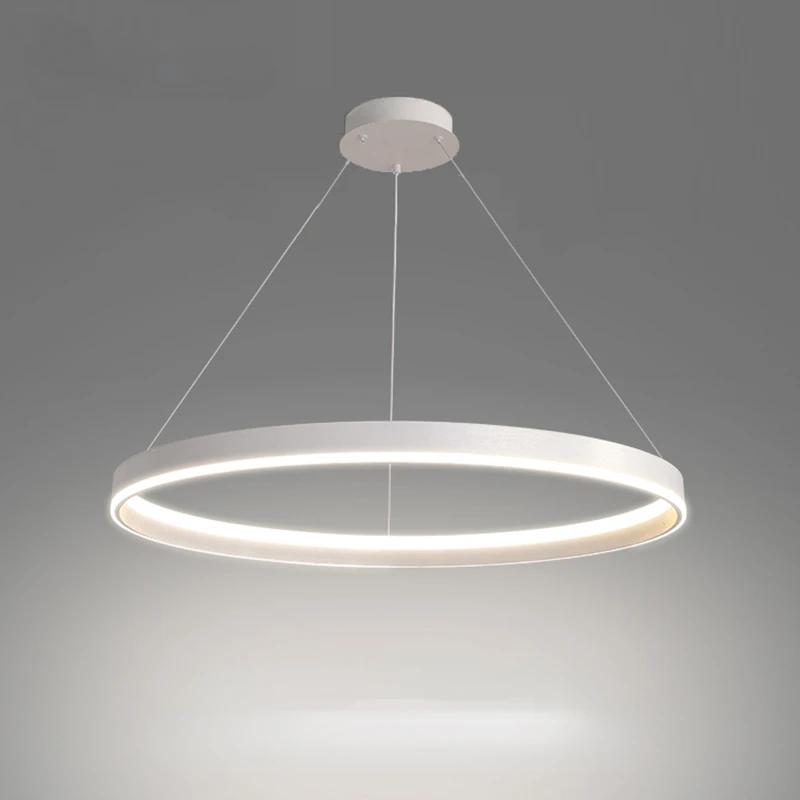 Minimalist White LED Chandelier for Living Room Bedroom Dining Room Kitchen Ring Ceiling Chandelier Lighting Home Decor Light