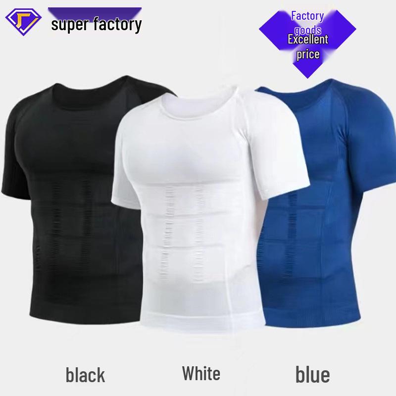 

Мужской корректирующий топ 140D из нейлона - Утягивающий и формирующий бодибилдер с коротким рукавом XL чёрный