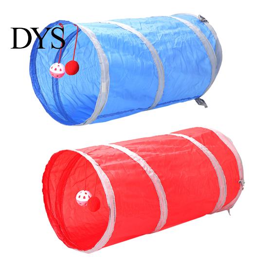 Pet Cat Kitten Tunnel Tube Toy Hide Playing Foldable House Hanging Ball Bell