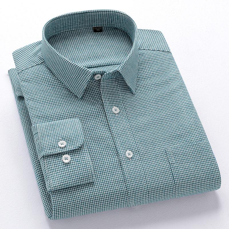 New 100% Pure Cotton Flannel Men's Plaid Shirts Male Business Casual High Quality Long sleeve Shirt for Men Pocket Shirt 4XL 5XL