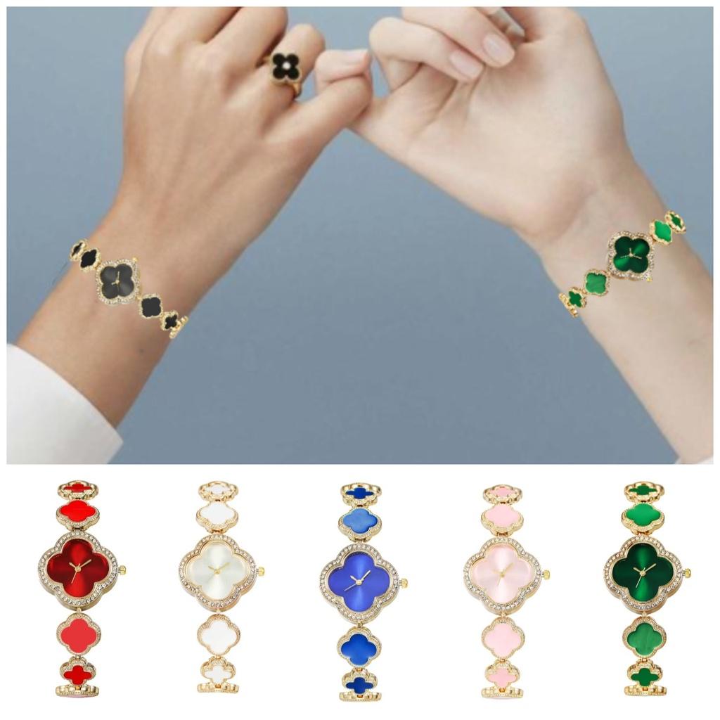 Clover Four Leaf Quartz Watch Leather Alhambra Wristwatch Accessory Gifts Girls