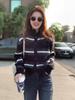 Red Striped Wool Cardigan - European Style, 2026 Year of the Horse Zodiac Knit Sweater Coat.