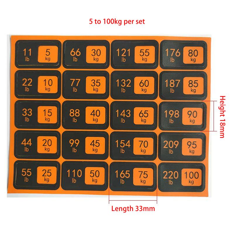 Weight Stack Labels 4.5Kg To 150Kg Black Background White Number Weight Stickers For Fitness Equipment Gym Strength Training