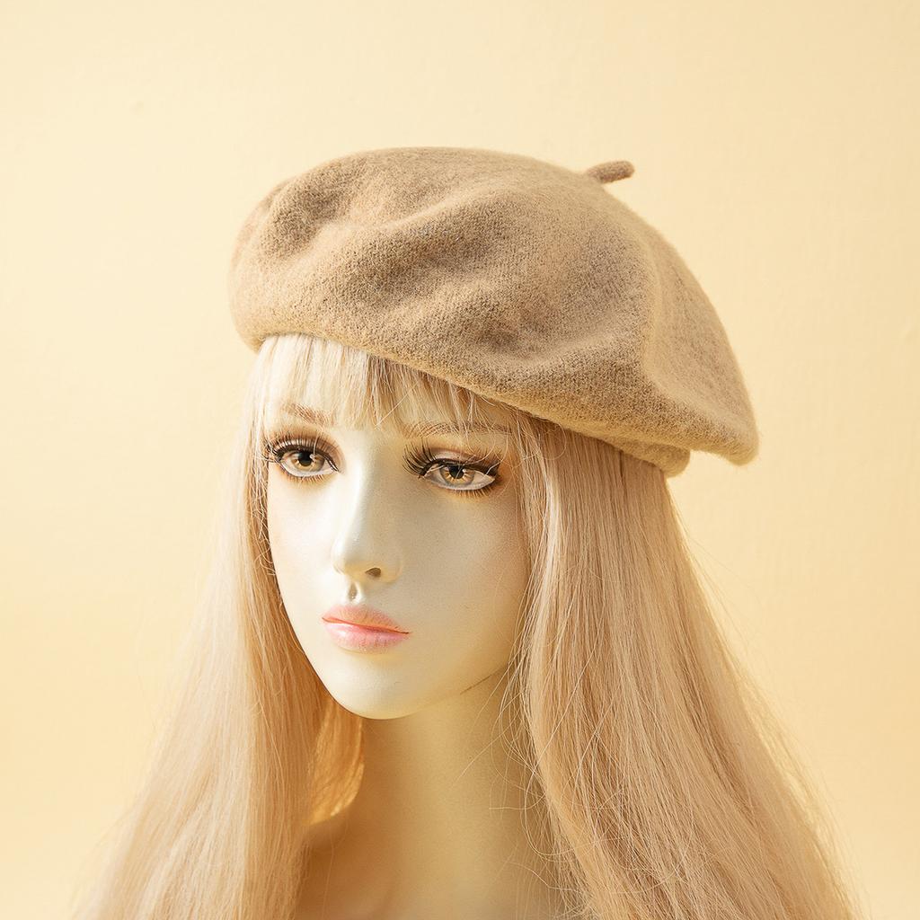 1pc Women's Solid Color Knit Beret, Elegant Japanese Style, Suitable For Daily Travel And Shopping Vintage Casual