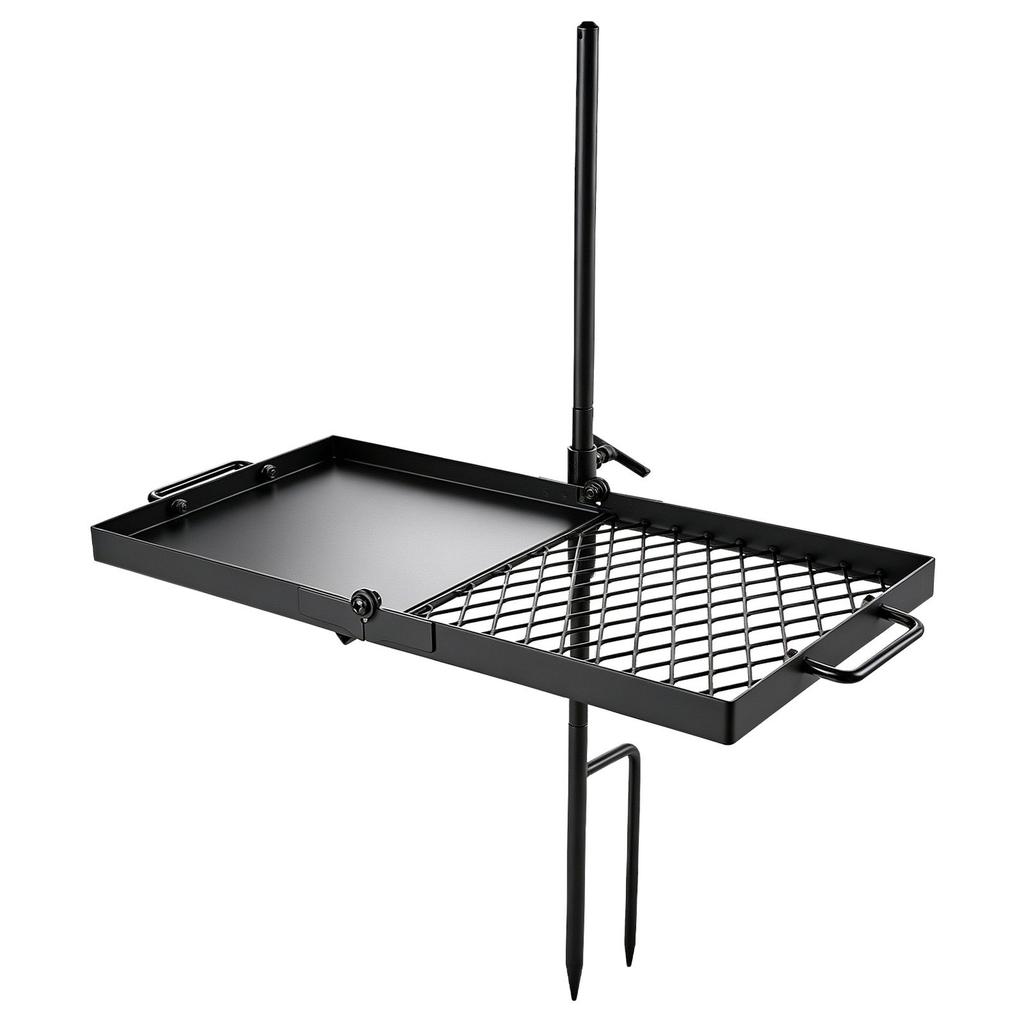 Heavy Duty Swivel Campfire Grill, 61cm Portable Camping Grill Grate & Griddle, Sturdy Steel BBQ Mesh, 360° Height Adjustable Over Fire Pit Equipment,