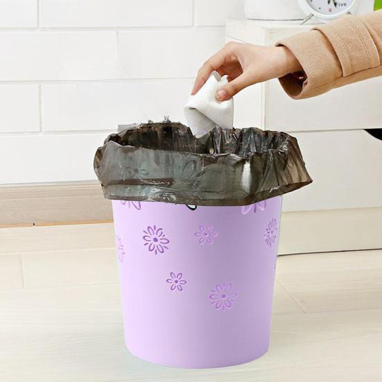 Blommig Soptunna Ihåliga Blommönster Soptunna Snygg Papperskorg för Hemmet Kontoret Vardagsrummet Badrummet Golv Toalettbord Skrivbord