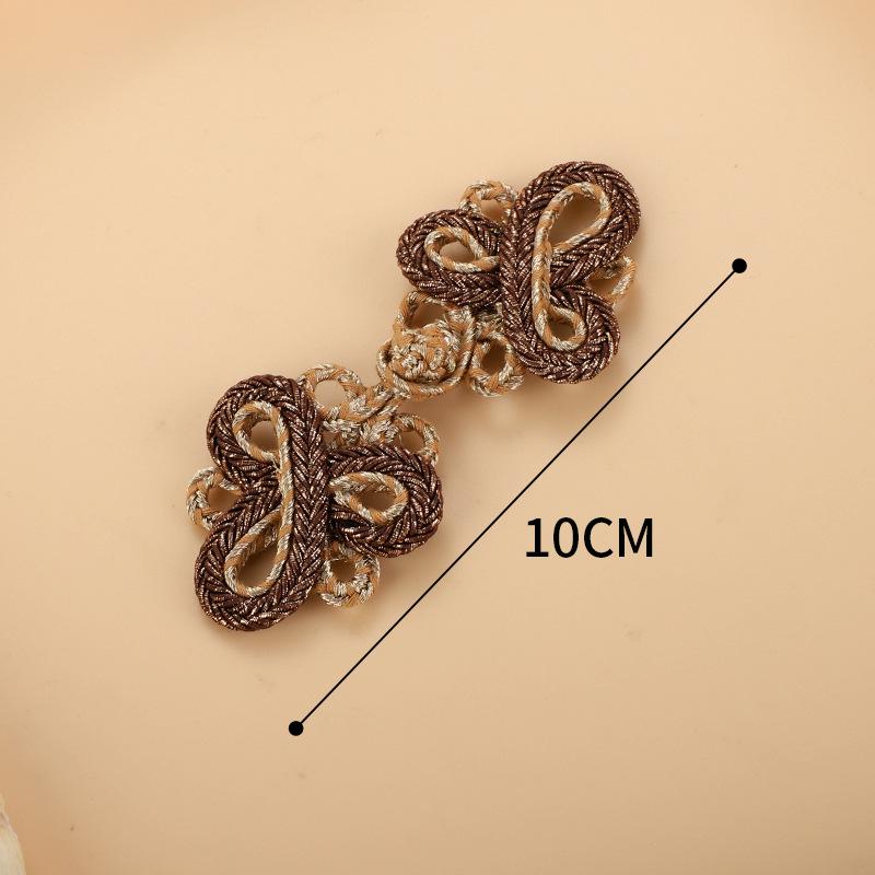 Chinese Style Handmade Woven Gold & Silver Thread Frog Buttons for Qipao Hanfu Tang Suit