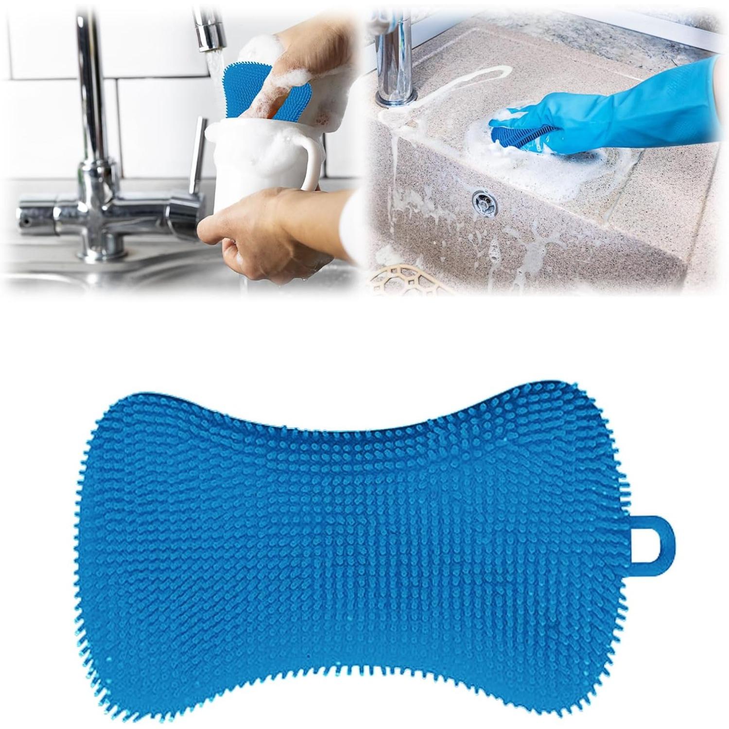 6er Pack Silicone Sponge Dish Brush, Double Sided Cleaning Brush for Dishes, Kitchen Gadgets and Accessories Reusable Portable Dish Sponges