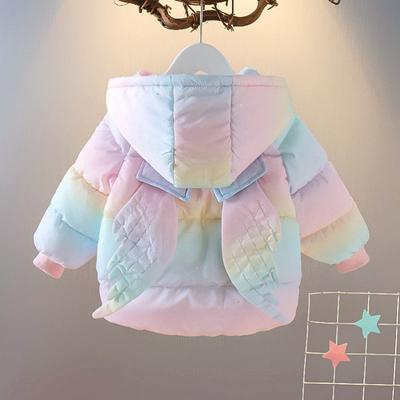 Fashion Jackets Girls Coat Winter Warm Hooded Parka Snowsuit Cute Wing Children Outerwear Clothing