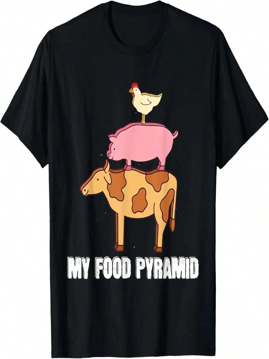 My Food Pyramid Funny Carnivore Cow Pig Chicken Retro T-Shirt S разноцветный
