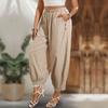 Neue Mode Damen Karottenhose Stoff Geknöpfter Aufschlag Elegante Damen Karottenhose